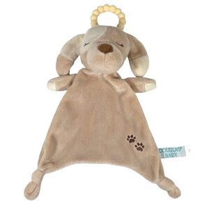 Douglas Baby Puppy Dog Lovey Security Blanket Tan White Paw Print Knotted Corner